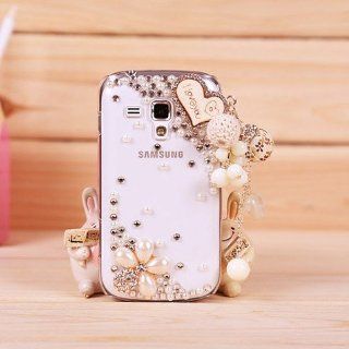 Skytech Cute 3D Flower Wood Love Heart Pendant Bling Diamond Case For Samsung Galaxy S Duos S7562 Cell Phones & Accessories