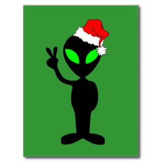 Funny peace alien santa post card