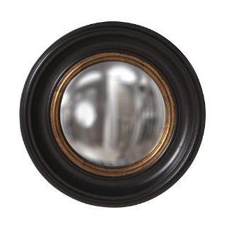 Howard Elliott Collection 56010 Albert Round Convex Mirror, 21 Inch, Black Lacquer/Gold Leaf Inset   Wall Mounted Mirrors