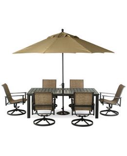 Badgley 7 Piece Aluminum Patio Furniture Set 84 x 44 Table and 6 Swivel Chairs   Furniture