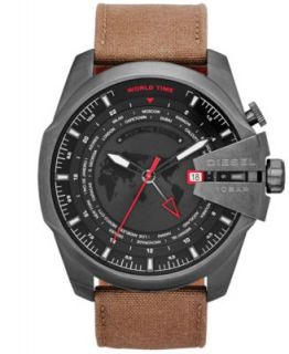 Diesel Watch, Mens Chronograph Brown Leather Strap 49mm DZ4296   Watches   Jewelry & Watches