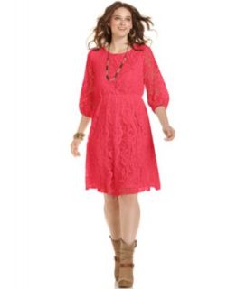 Alfani Plus Size Three Quarter Sleeve Lace Sheath Dress   Dresses   Plus Sizes