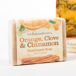 orange clove and cinnamon natural soap by the bakewell soap company