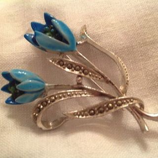 vintage aqua turquoise enamel brooch by ava mae designs