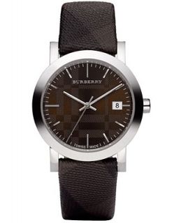 Burberry Watch, Swiss Smoked Check Brown Fabric Strap 38mm BU1775   Watches   Jewelry & Watches
