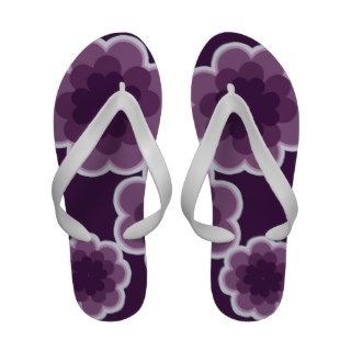 Purple retro flowers flip flops