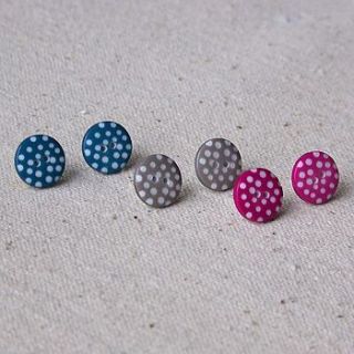 polka dot button earrings by laurafallulah