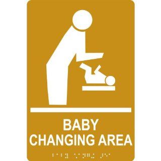 ADA Baby Changing Area Braille Sign RRE 175 WHTonGLD Restroom General  