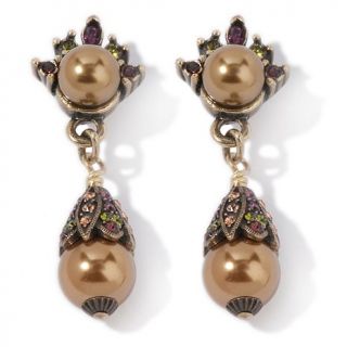 Heidi Daus "Quite Charming" Crystal Accented Simulated Pearl Drop Ear 
