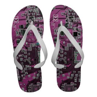 Computer Geek Circuit Board   pink purple Sandals