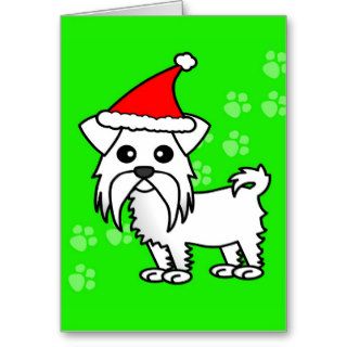 Cute Maltese Cartoon Santa Hat Cards