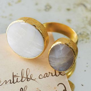 pearl and labradorite double cocktail ring by embers semi precious and gemstone designs