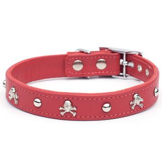 skull and crossbones leather dog collar by petiquette