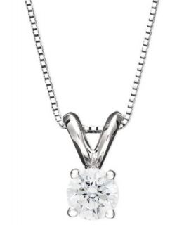 14k White Gold Necklace, Solitaire Diamond Pendant (1/3 1 ct. t.w.)   Necklaces   Jewelry & Watches