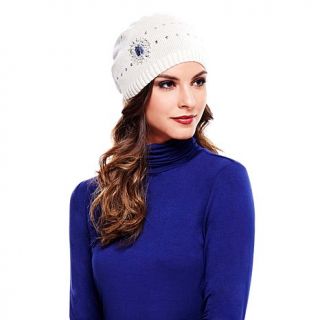IMAN Touch of Cashmere Luxe Embellished Knit Beret Hat