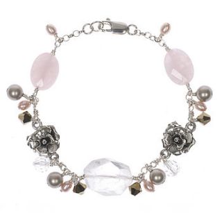 rose quartz and silver bracelet by yarwood white