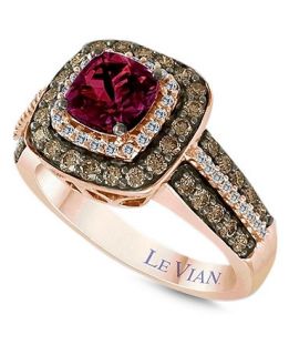 Le Vian Garnet (1 ct. t.w.) and White and Chocolate Diamond (3/4 ct. t.w.) Square Statement Ring in 14k Rose Gold   Rings   Jewelry & Watches
