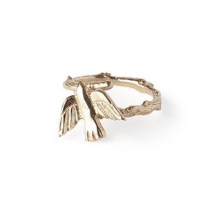 tiny bird ring in 18k gold plated sterling silver by chupi