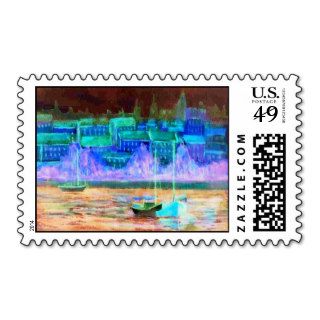 European Village Graphic Postage Stamps
