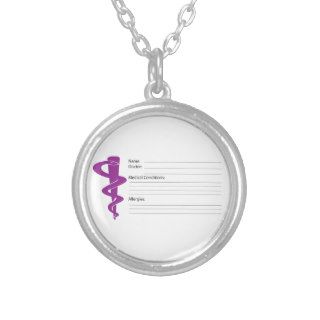 Purple Medical Alert Necklace (Round)