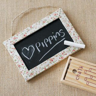 floral chalkboard with box of chalk by pippins gifts and home accessories