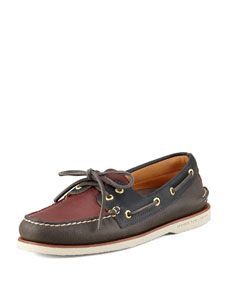 Sperry Top Sider Gold Cup Two Tone Slip On Boat Shoe, Gray/Burgundy