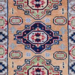 Indo Hand knotted Kazak Gold/ Peach Wool Rug (2' x 3') Accent Rugs