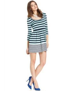 French Connection Dress, Three Quarter Scoop Neck Striped   Dresses   Women