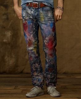 Denim & Supply Ralph Lauren Jeans, Slim Fit Carbon Paint Splatter Jeans   Jeans   Men