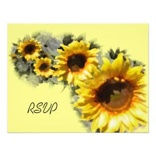 Row of Sunflowers Wedding RSVP Response Card Personalized Invite