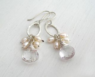 crystal and pearl silver hoop earrings by sarah hickey