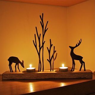 christmas reindeer double tealight decoration by london garden trading