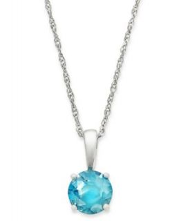 10k White Gold Necklace, Aquamarine Round Stud Pendant (3/8 ct. t.w.)   Necklaces   Jewelry & Watches