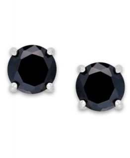 Diamond Earrings, Sterling Silver Black Diamond Square Cluster Stud Earrings (1/2 ct. t.w.)   Earrings   Jewelry & Watches