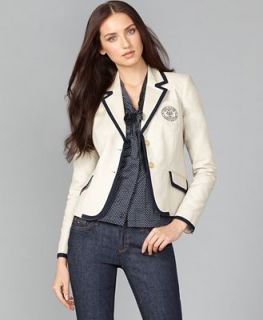 Tommy Hilfiger Jacket, Long Sleeve Embroidered Fitted Blazer   Jackets & Blazers   Women