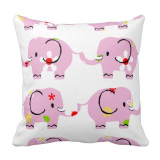 cute girly elephants pink pattern pillows