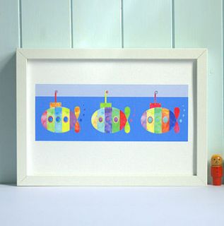 childrens room submarine print by striped paint design
