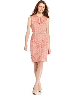 Maggy London Embroidered Keyhole Belted Dress   Dresses   Women
