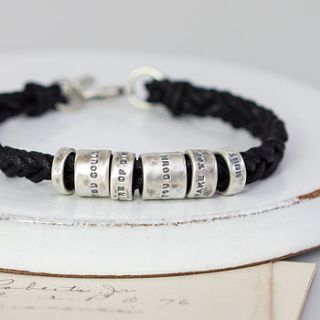 distressed personalised message bracelet by notes