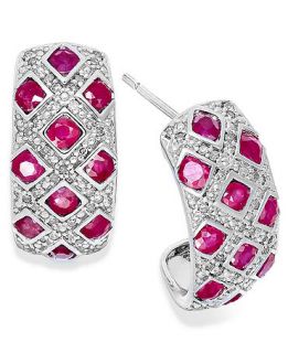 Sterling Silver Earrings, Ruby (2 ct. t.w.) and Diamond (1/5 ct. t.w.) Woven Earrings   Earrings   Jewelry & Watches