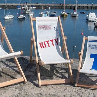 personalised recycled sailcloth child's deckchair by the reefer sail company