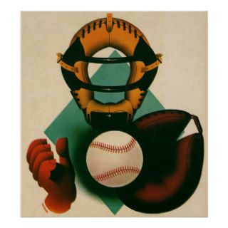 Vintage Sports, Baseball Player, Catcher Print