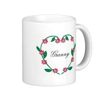 Elegant Flower Heart Granny Coffee Mugs