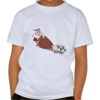 silly santa and dog sleigh cartoon shirts