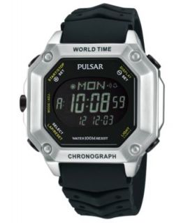 Pulsar Watch, Mens Chronograph Black Polyurethane Strap PQ2003   Watches   Jewelry & Watches
