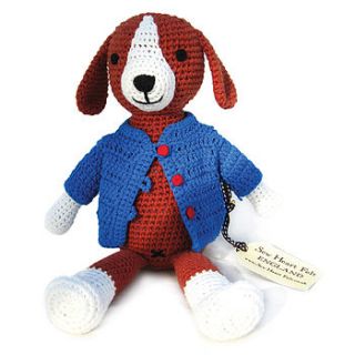 dexter dog hand crocheted toy by sew heart felt