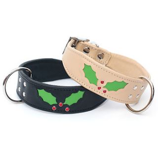 handmade christmas holly dog collar by petiquette