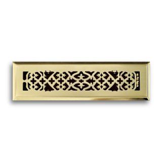 Truaire C164 OPB 02X12(Duct Opening Measurements) Decorative Floor Grille 2 Inch by 12 Inch Ornamental Scroll Floor Diffuser, Polished Brass Finish   Floor Heating Registers  