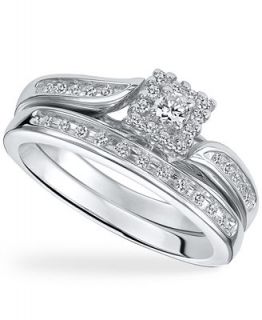 Diamond Ring Set, Sterling Silver Diamond Engagement Ring Set (1/4 ct. t.w.)   Rings   Jewelry & Watches