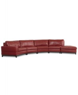Lyla Leather Curved Sectional Sofa, 4 Piece (Curved Chair, 2 Armless Curved Chairs and Curved Ottoman)   Furniture